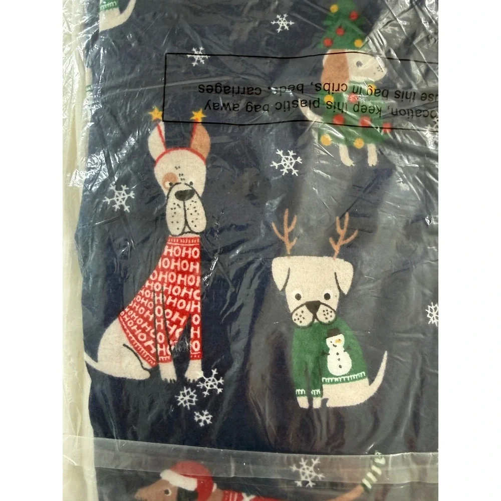 NWT The Company Store Men Christmas Dog Pajama Set Thermal Henley Top Pant Large